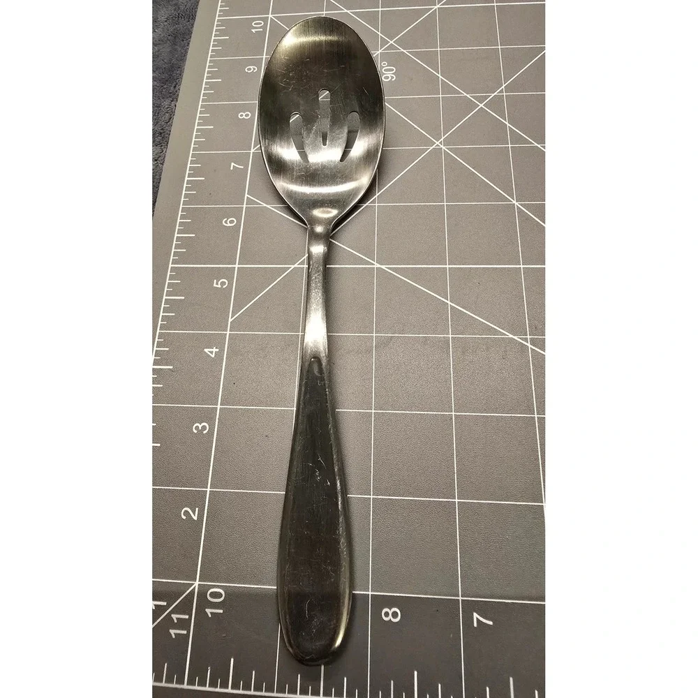 Hampton Silversmiths Stainless Steel Slotted Serving Spoon 8.5 Inch Flatware
